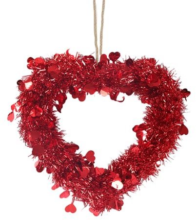Valentine Heart Wreaths for Front Door, Large Heart-Shaped Wreath, Festival Decoration Wreath, for Wedding Party Wall Window Mantel Decor