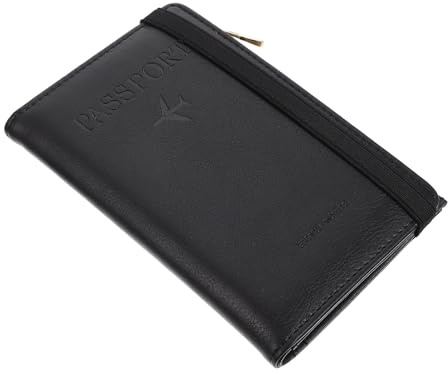 SOIMISS Rfid Passport Holder and Travel Document Cover, Pu Leather Passport Cards Protector Card Slots, Compact Black Travel Wallet for Secure Id and Certificate Storage