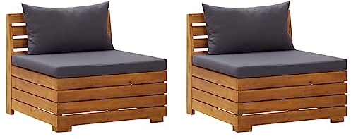 RMIHSJG 2-Sitzer-Gartensofa mit Kissen aus Massivholz Akazie, Wetterbeständiges Lounge-Sofa mit Polsterkissen für Terrasse und Garten, Langlebiges Holzsofa in Rustikalem