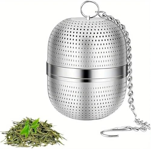 Stainless Steel Loose Leaf Tea Ball Infuser with Hanging Chain | Reusable Mesh Tea Strainer, Rust-Proof Reusable Tea Steeper, Perfect for Loose Tea, Herbal Blends