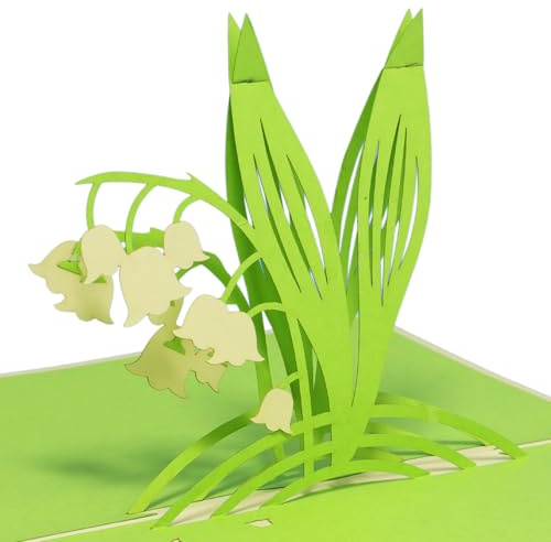 LINPOPUP Pop Up Karte 3D – Blumen Grußkarte Maiglöckchen, Popup Geburtstagskarte Muttertag Jahrestag Dankeschön, 3D Blumenkarte als Geschenk, Überraschungskarte mit Umschlag, N49