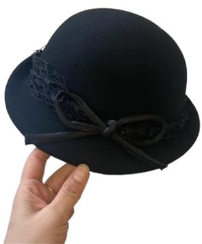 IRFHDCX Melonhatt elegant mesh och spets hög form hatt | För damer höst-vinter mode retro brittisk ullbasker för små lockar