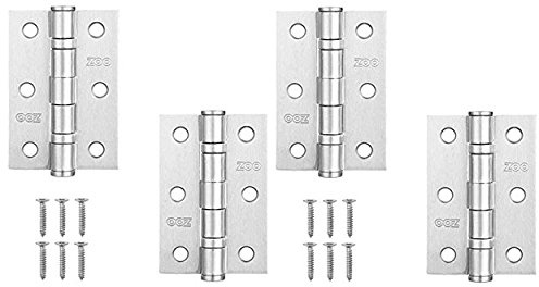 2 Pairs Door Hinge 3 75mm Ball Bearing Hinges Satin Chrome Suit Internal Doors Pair (2)