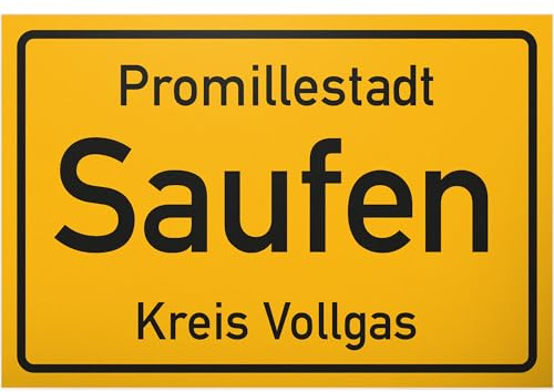 DankeDir! Promillestadt Saufen Schild mit Spruch - lustiges Geschenk für ihn Geschenkidee Geburtstagsgeschenk Männer Jungs Party Deko Zubehör Scherzartikel JGA - Accessoire Fotobox