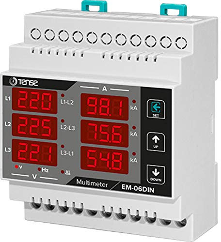 Tense Elektronik EM-06DIN Einbaumessgerät Multimeter Strom (100mA-5A) Spannung Frequenz DIN-Schiene