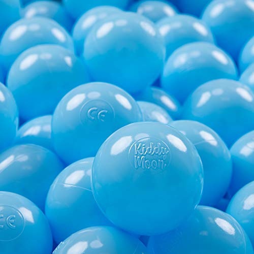 KiddyMoon 100 Ø 7 cm barnbollar lekbollar för bollbad baby enfärgad plastbollar tillverkad i EU, babyblå