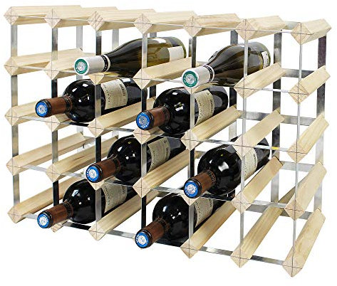 Todeco - Weinregal Flaschenregal Weinständer Weinhalter Weinregal Holz für 30, Natürliches Holz