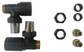 facula - Kit Vávula+Detentor Negro | Medida y Conexión:1/2 | Adaptadores para Tubo de Cobre Ø15 y Multicapa Ø16x2mm