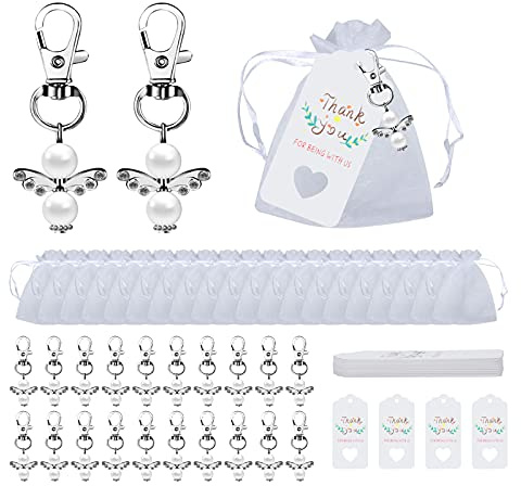 DUGEHO Schutzengel Schlüsselanhänger 20 Stück, Gastgeschenke Taufe Hochzeit, für Kommunion Konfirmation Schlüsselanhänger Mädchen, Dankeschön Geschenk