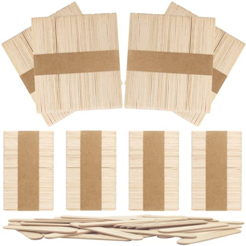 OWLKELA Holzstäbchen 114mm+64mm, 400 Stück | Eisstiele Holz, Holzstiele, Bastelstäbchen Holz, Holzspachtel, DIY Handwerk, für Schule, Familie, Party