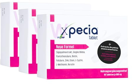Xpecia DHT-blockerare med biotin och sågpalmextrakt – mot håravfall för kvinnor – ginko-rot, hår vitaminer, sågpalm – påskynda hårväxten – efterbehandling hårtransplantationer