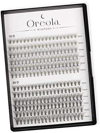 Oreola Cluster Lash Extensions 10D 20D enskilda falska ögonfransförlängning 0,1D curl naturligt utseende, återanvändbara konstgjorda ögonfransar individuellt svart, lätt ögonfranskluster för nybörjare