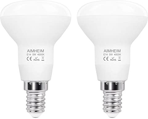 AIMHEIM R50 E14 LED Reflektor Lampen Neutralweiß 4000K 5W Ersatz 40W Reflektorlampe, 550 Lumen E14 LED Birnen Reflektor R50 E14 LED Strahler Nicht Dimmbar, 120° Abstrahlwinkel, 2 Stück