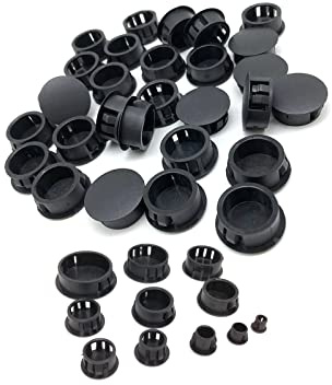100 Pcs Plastic Plugs, 12mm Black Plastic Hole Plugs, Locking Insert End Cap, Hole Covers for Screw Holes Furniture Machines Cabinets