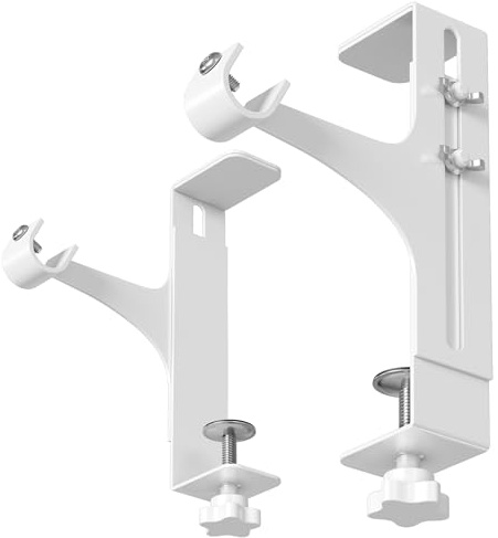 Lot de 2 Supports de Tringle à Rideaux sans Perçage - Fixations Universelles pour Coffre de Volet Roulant ou Fenêtre, Porte-Tringle Métal Blanc, Installation Facile, Qualité Haut de Gamme