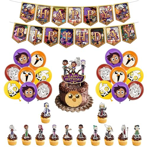 SMLHPARTY Owl Birthday Party Decorations Supplies Decoration Balloon Balloons Cake Banner