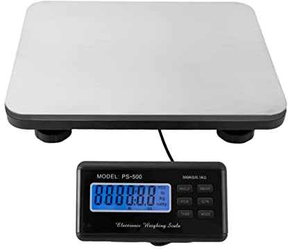 Plattformwaage, Edelstahl Paketwaage,Bodenwagge Tischwaage, bis 300kg,LCD-Display,201 Edelstahl, PP, Glasfasern,6 intelligente Funktionstasten,Schwarz