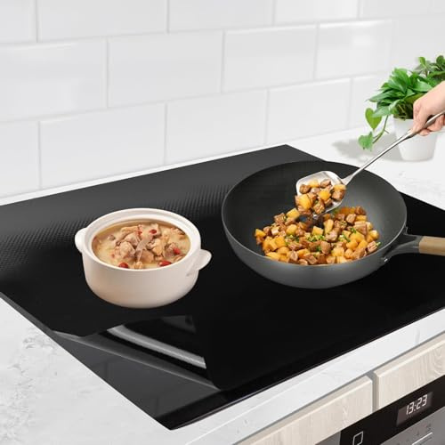 Oemmn 52x78cm Große Induktionschutzmatte Wärmedämmung Silikon Induktionskochfeld Schutzmatte Rutschfest Kratzschutz Induktionsschutzmatte Zum Kochen, Induktionsmatte, Tischspritzmatte