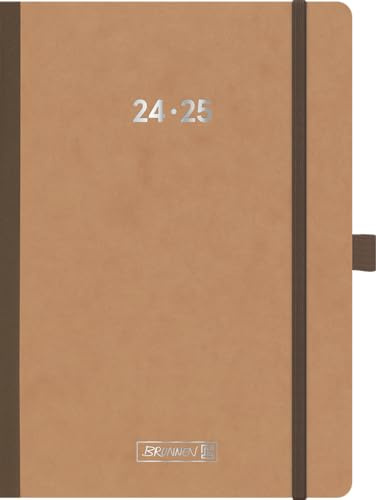 BRUNNEN Schülerkalender (2024/2025) FACT!plus, 2 Seiten = 1 Woche, A5, 208 Seiten, braun
