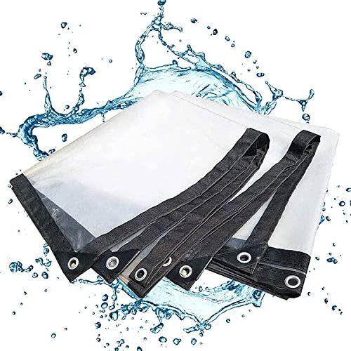 Transparent Tarp Waterproof 2X5M/7X16Ft, Tarps Clear Heavy Duty, Clear Tarpaulin Cover Waterproof, 5 Mil Thick Tarpaulin With Metal Grommets Every 39 Inches(100Cm), Outdoor Cover a, APZKNHDA, Clear