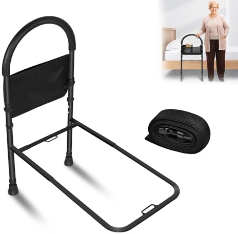 AufuN Griglia per il letto per la sicurezza degli anziani, per adulti, per alzarsi, con manico regolabile in altezza, con protezione antiscivolo, per ringhiere per letto