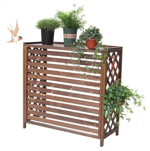Cubre aire acondicionado exterior, cubierta de aire acondicionado de Madera, cubierta protectora Para Aire Acondicionado Al Aire Libre Soporte De Flores Apto para interior y exterior ( Tamaño : 96x40x