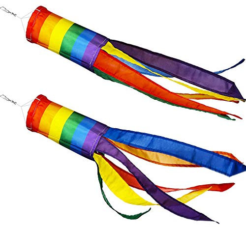 Qiaohome 2 pezzi manica a vento colorata da appendere decorazione a vento per esterni