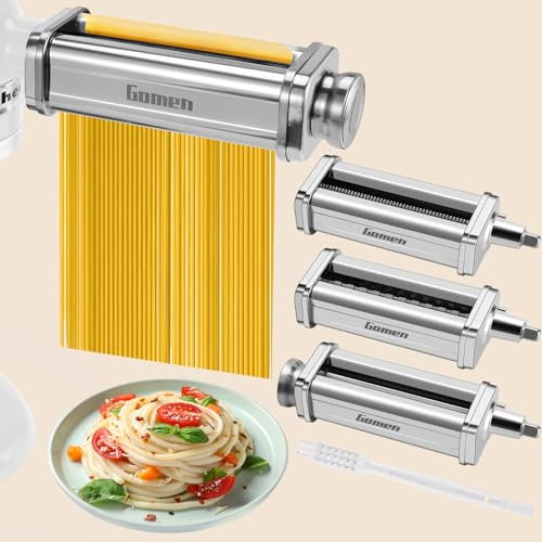 Nudelaufsatz für Kitchenaid Standmixer, 3 Stück, Pastamaker, Küchenhelfer, Nudelaufsatz für Kitchenaid Pastamaker, inklusive Nudelroller, Spaghettischneider und Fettuccine-Schneider von Gomen