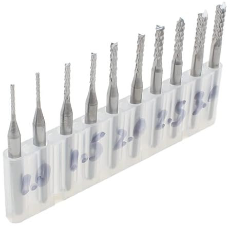 10 Stück 1,0 mm, 1,5 mm, 2,0 mm, 2,5 mm, 3,0 mm Mini-PCB-Hartmetallwerkzeuge, CNC-Schneidbits, Fräser-Kit for Gravierfräsmaschine