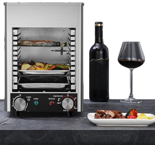 10 Layers Commercial Steak Broiler,4-Speed Temperature Adjustment,5.0min Fast Preheating,Maximum Temperature 800℃,with 0-10min Timer