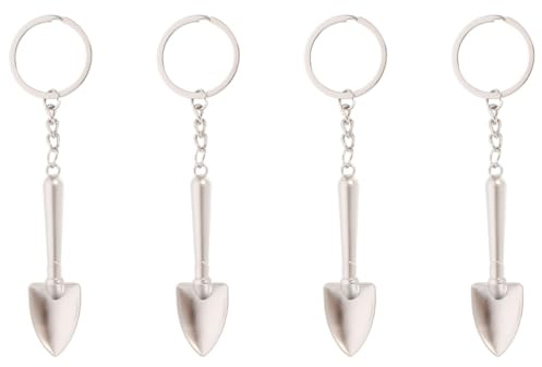 AOKWAWALIY Set of 4 Key Chains Unique Mini Shovel Key Chains Key Chains Anahtarlık Shovel Design Pendant Teaspoon Pendant Key Rings Keychain Zinc Alloy Silver, silver, 12.2X2.9X0.7CM