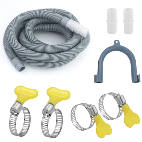3m Tubo Lavastoviglie per Scarico Acqua con Scheda tipo U,Pinze e Collegamento,Tubo Scarico Lavastoviglie,Tubo Scarico Flessibile Prolunga Scarico Lavatrice Kit,per Cucina