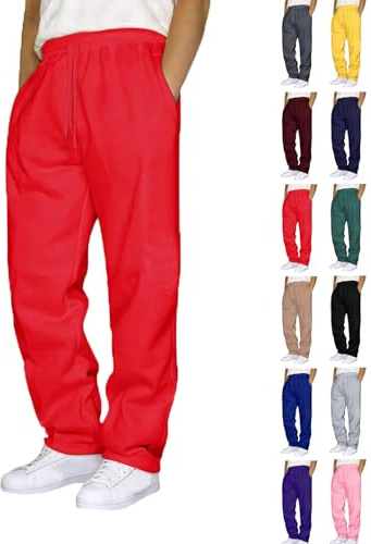 Joggers för Män 2025 Baggy Löpning Sport Sweatpants Lösa Casual Byxor, Elastisk Midja Dragsko Atletisk Byxor, Röd, S