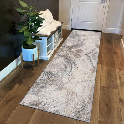 Teppichrolle, rutschfest, waschbar, abstrakt, Flur, anpassbar, 40 x 100 cm, Grau / Blau