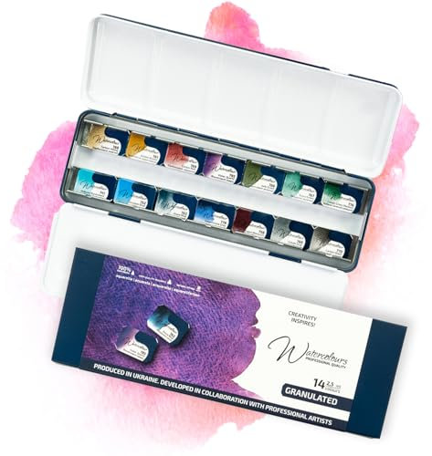 7 Artists Aquarelle Peinture 14 Godets Granulée Peinture Aquarelle Set | Palette Adulte | Coffret Watercolor