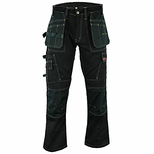 WrightFits Pantalon de travail Pro Builder pour hommes Pantalon cargo de combat de sécurité à usage intensif - Multi poches & Poches pour genouillère - Triple couture - Vêtements de travail durables