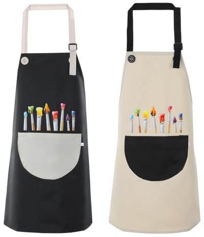 FdcZeyxior 2 Packs Kids Artist Aprons for Painting, Adjustable Waterproof Gardening Apron Cute Boys Girls Paint Apron with Pockets for Kids Painting Cooking Baking