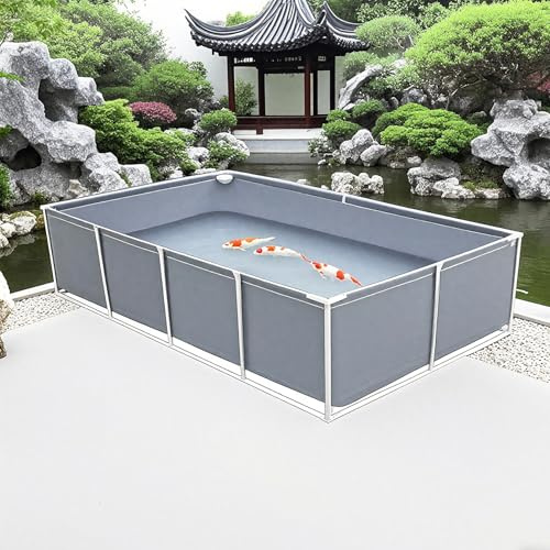Hynbdes Bassin D'étang À Poissons en Toile Rectangulaire, Grande Baignoire Pliable Portable, Piscine Hors Sol, Grande Piscine extérieure Pliable avec Support en Acier