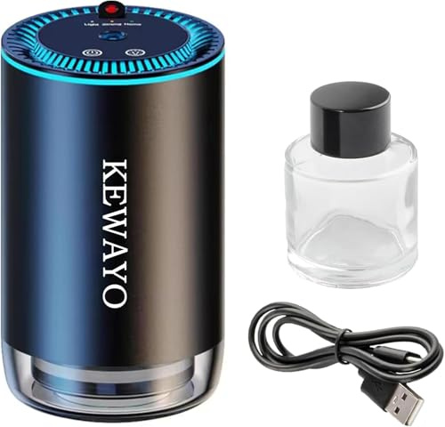 KEWAYO Ambientador para coche, atomizador ultrasónico con batería recargable, concentración ajustable, ambientador portátil para coche, hogar y oficina