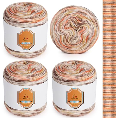 Aeelike 400g Air Wolle mit Farbverlauf, 210m Super leichte Gradient Cupcakes Bobbel, Superweiche Mehrfarbiges Farbverlaufsgarn zum Babydecke Pullover Schal Hüte, Ombré Acryl Wolle, Nachglühen