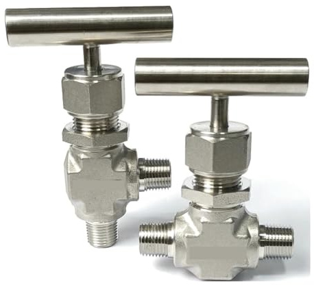 Vanne à pointeau coudée mâle 1/8 NPT - 4000 PSI - Acier inoxydable SUS316L for cuve de réaction - 1 électrovanne(90 degrees)