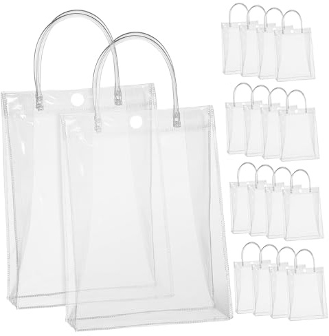 ibasenice Transparente Geschenktüten mit Verstärkter Haltbarkeit aus Pvc mit Griff 20 Stück für Brautdusche und Moderne Geschenkverpackung