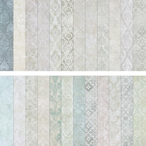 HAUTOCO 24 Blatt Scrapbook Papier 30.5 x 30.5 cm Doppelseitiger Motivpapier, Dezente Muster Bastel Decoupage Cardstock für Scrapbooking Origami Design Junk Journal DIY-Basteln Fotoalbum