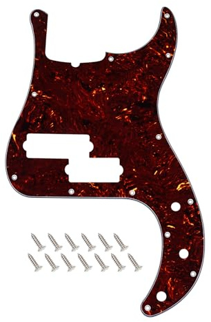 Banworks 4-lagiger 5-Saiten Precision Bass Pickguard mit Truss Rod Notch | 13-Loch E-Gitarren Scratch Plate für USA/Mexikanische moderne 5-Saiten Fender Precision Bass JT/HB-37 Dunkelbraun Schildkröte