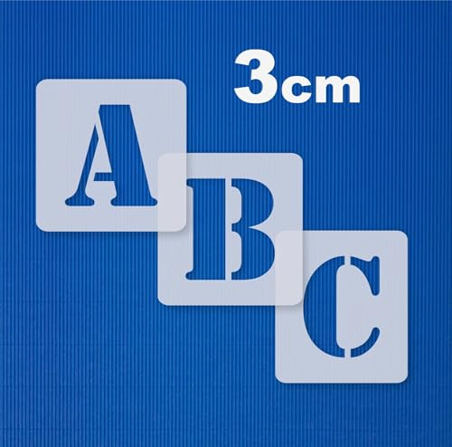 Schablonen-Set 0503 • Buchstaben groß 3cm hoch • 1 Satz Alphabet A-Z - 26 + 4 Sonderzeichen.