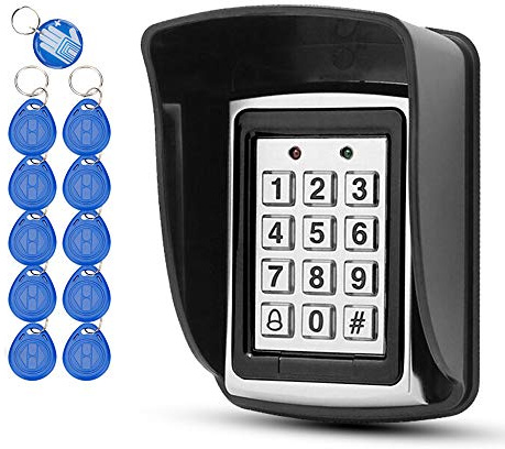 OBO HANDS Rfid Metal Access Control Keypad + Waterproof Cover+10pcs 125KHz Keychains for Contactless Door Controller Electric Security Lock