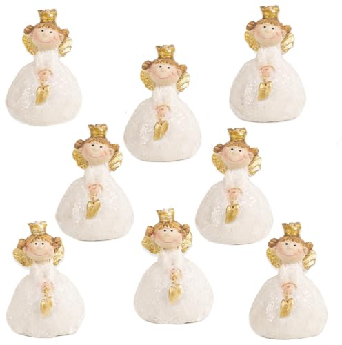 2 x 4 små söta guld silver vit glitter ängel figur skyddsnål minisängel 5 cm jultomtemuggar gästpresent present present present present present present present present till jul barn