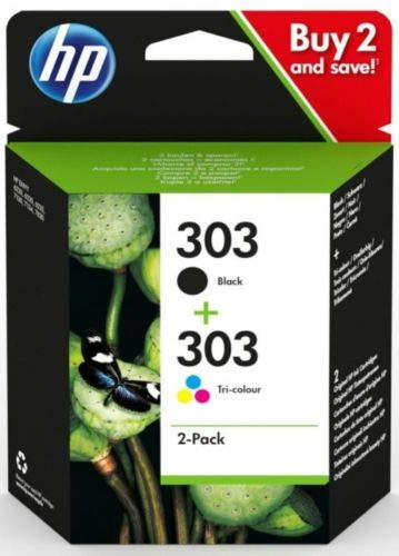 Original HP 303 Combo Pack: 1x Schwarz, 1x Color für HP ENVY Photo 6200, 6230, 7100 All-in-One Drucker mit Auto Document Feeder