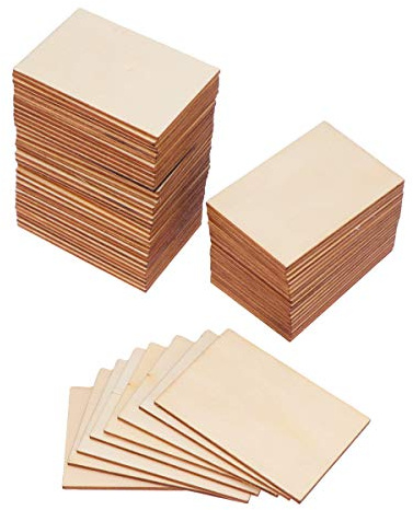 Supvox 60 Stück Rechteckige Holzscheiben 7.6X5.1 Cm Unbehandelte Holzplättchen Für Diy Handwerkliche Projekte Dekoration Gravur Zubehör Für Zuhause Feiertage Basteln