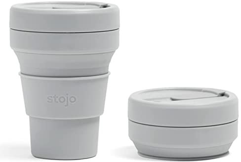 STOJO Collapsible Travel Cup with Straw - Cashmere, 8oz / 250 ml - Reusable to-Go Pocket Size Silicone Bottle for Hot and Cold Drinks - Perfect for Camping and Hiking - Microwave & Dishwasher Safe